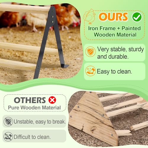 18.1" Lx18.9 Wx13.8 H Large Metal Stable Chicken Perch - Wooden Chicken Roosting Bars, Easy to Assemble & Clean Stand Ladder Fun Toys for Coop Accessories