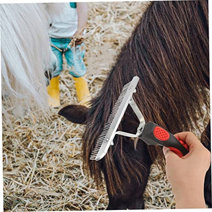 Durable Horse Grooming Brush with Rubber Handle Metal Comb Teeth for Comfortable Massage and Fur Cleaning Skid Design for Easy Use Horse Hair Care and Grooming Supplies