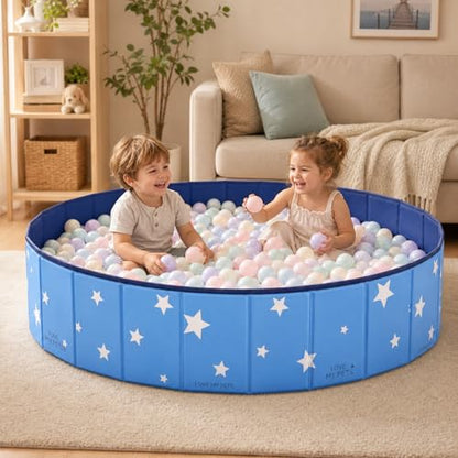 47in Extra Large Dog Ball Pit – Foldable Pet Playpen Ball Pool for Large Dogs, Puppies and Cats, Indoor Outdoor Playpen (Balls Not Included) (Blue)