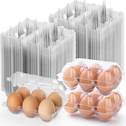 180 Pack Egg Cartons 6 Count, Clear Plastic Egg Cartons Cheap Bulk for Chicken Eggs, Reusable Egg Holder Container for Family, Chicken Farm and Markets, Medium - size: 180P2×3