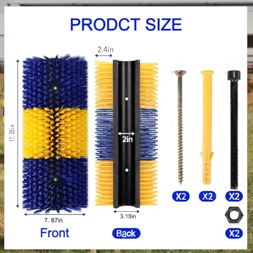 2PCS Livestock Scratching Brush,Goat Scratching Brush Post with Cleaning Tool, Grooming and Massage Scratch Brushes for Cow Donkey Goats Horse Sheep, Animals Back Scratcher Itch Brushes - color: Blue 2