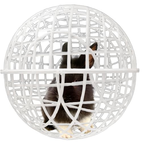 11" Ball-Shaped Movable Pigeon Chick Coop, Little Rabbit Duck Guinea Pig Safe Walking Net,Preventing Dog Bites, Predation by Eagles Wolves Cats Eagles, Pet Safety Cage - color: White