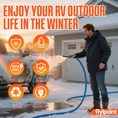 15FT Heated Water Hose for RV,Heated Drinking Water Hose,Lead and BPA Free,1/2"Inner Diameter,Temperatures Down to -47°F,Rv Accessories for Campers, Livestock, Agriculture - size: 15FT