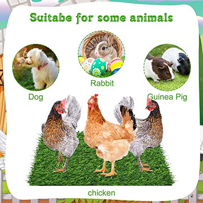 Zhengmy 12 Pcs Chickens Nesting Pads Set Nest Box Bedding Washable Nesting Pads for Chicken Coop, Artificial Grass Rug Carpet Synthetic Turf Mat, 12 x 12 x 1.2 Inches(Green) - color: Green