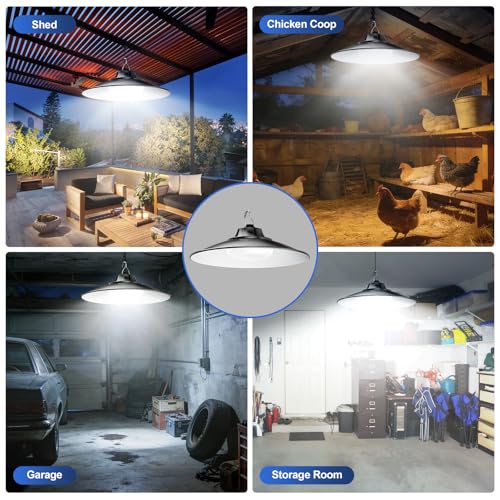 Otovoda Solar Shed Light Indoor Outdoor,2000LM Daytime Available Pendant Light with Pull String, 3 Lighting Modes, IP65 Waterproof, Dusk to Dawn Outdoor Light for Barn Home Chicken Coop Gazebo Garage