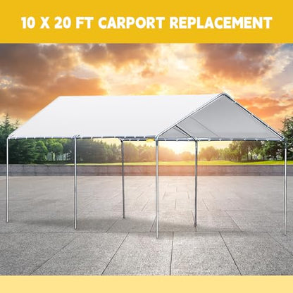 10 x 20 ft Heavy Duty Carport Canopy Waterproof Garage Car Shelter Tarp Tent for Car Canopy Replacement Cover with 50 Ball Bungees, Only Top Cover, Frame is Not Included - style: 10 x 20 ft