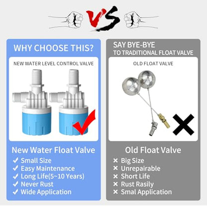 "1/2" Automatic Water Level Control Valve | Water Float Valve for Water Tanks | Water trough float valve | Automatic Filling | Automatic Shut Off | Perfect Upgrade for Water Tanks" (2-Pack) - style: 1/2inch Inlet water