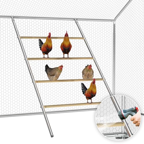 UDPATIO Chicken Roosting Perch 55" L x 40" W, 4-Tier Heavy Duty Metal & Wood Roost Bars for Coop Silver M - size: 55*40 IN