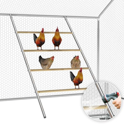 UDPATIO Chicken Roosting Perch 55" L x 40" W, 4-Tier Heavy Duty Metal & Wood Roost Bars for Coop Silver M - size: 55*40 IN