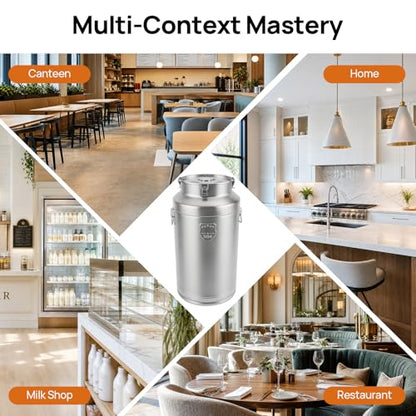304 Stainless Steel Milk Can, 88L/23.3Gal Airtight Sealed Bucket with Lid, Heavy Duty Storage Container for Milk Wine Oil Beverage – Metal Canister for Kitchen Restaurant Party (88L) - size: 88L