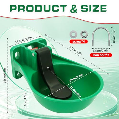 1pcs Automatic Livestock Waterer Bowl Water Trough Outdoor Cow Plastic Sink Horse Sheep Cattle Drinking Bowl Pet Feeding Bowls（Green） ﻿