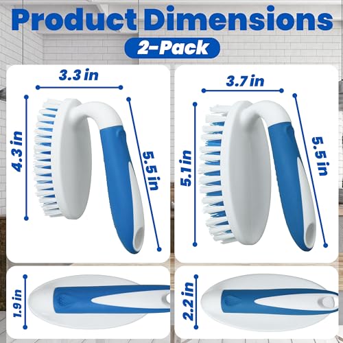 Scrub Brush, 2 Size Household Cleaning Brushes with Stiff Bristles, Scrubbing Brush for Carpet, Shower, Bathtub, Kitchen, Pool Tile, Bathroom Scrubber - size: Large and Small