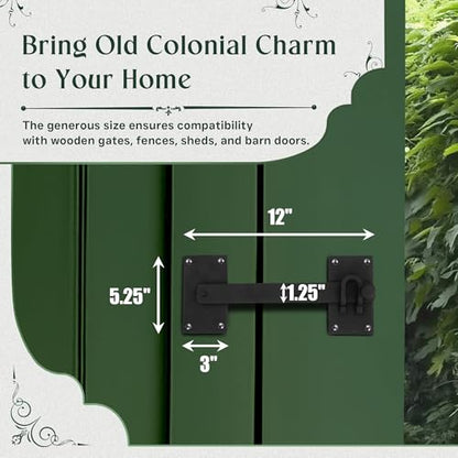 Black Iron Fence Gate Latch Lock, Colonial Style Door Hardware, 12 in, Pack of 3 - color: 12-inch Latch, size: Pack of 3