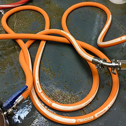 Food Grade Hose for Brewery Distillery Restaurant Beer Growler Bar Service 25 ft Drink Safe Beverage Line Hot Cold Transfer Hose, 1" Flex Rubber Sanitary Hose Assembly, Steel 316L Tri-Clamp Fitting