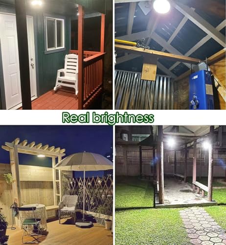 HULPPRE 3000lm Solar Shed Light Indoor Outdoor with Pull String, Daytime or Night,Dusk to Dawn,Bright with 169 LEDs,IP65 Waterproof,3 Modes (White Pendant Light)