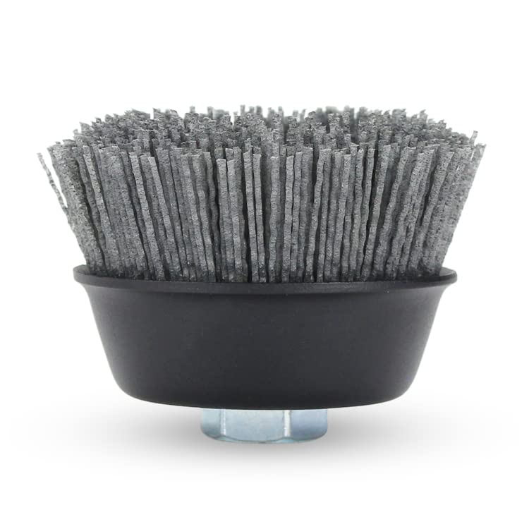 BHA 4" Abrasive Filament Nylon Bristle Cup Brush, 5/8-11 Thread Arbor - Gray (80 Grit)