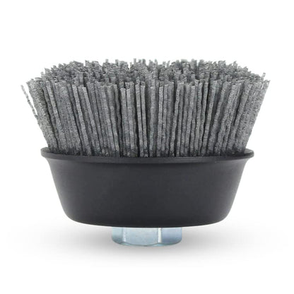 BHA 4" Abrasive Filament Nylon Bristle Cup Brush, 5/8-11 Thread Arbor - Gray (80 Grit)
