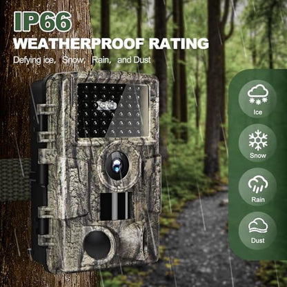 4K 60MP WiFi Trail Camera | Waterproof Game Camera with Night Vision Motion Activated for Wildlife Monitoring and Home Security