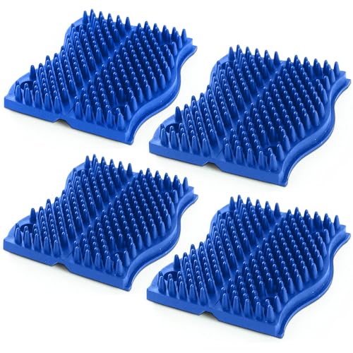 The Original ScratchnAll Animal Scratcher Pad, Flexible Acupressure Nubs & Interlocking Design, Very Durable & All-Weather, Great for Domestic, Barnyard and Zoo Animals - USA Made, Blue (4 Pack) - color: Blue, size: 4Pack