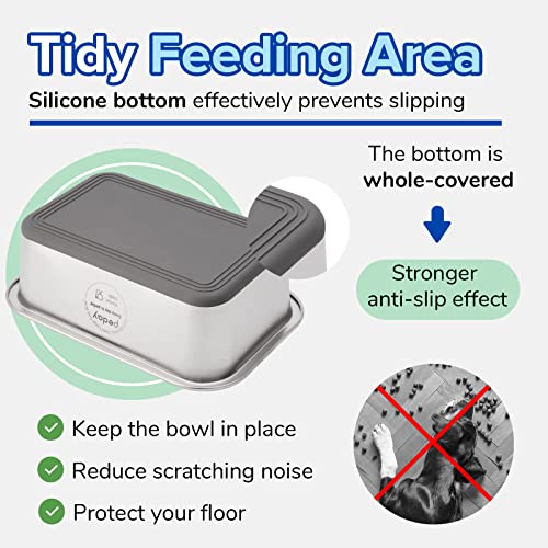 PEDAY 1.2 Gallon Large Dog Water Bowl, 18/8 Human Grade Stainless Steel - Silver Nonslip - color: Silver, Nonsilp, size: 1.2 gallon
