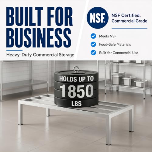 54" x 24" x 12" Aluminum Dunnage Rack – Heavy Duty Floor Storage Stand, NSF for Commercial Use - size: 54"W x 24"D x 12"H
