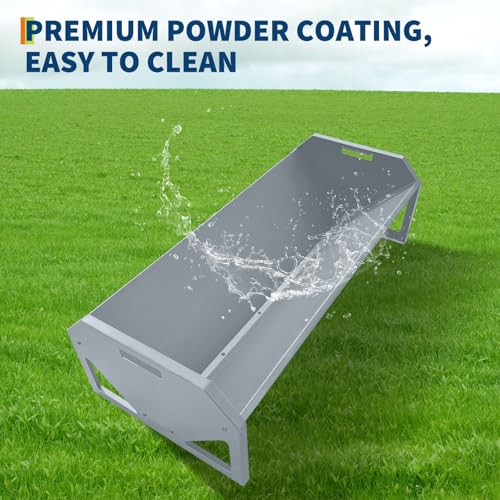 Garvee Livestock Feeder, 45.13" Hay Feeder for 10 Sheep Once, Heavy Duty 22 Gallon Capacity Livestock Feeding Trough for Horse, Goat, Sheep, Cattle, Cow, Alpaca - color: Silver