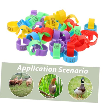 GANAZONO 50pcs Chicken Identification Anklets Digital Leg Bands for Hens Pigeons Ducks Geese