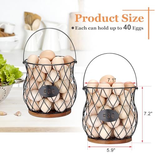 Chicken Egg Basket With Handle, Egg Baskets for Gathering Fresh Eggs, Chicken Coop Egg Holder, Round Wire Egg Basket & Kitchen Countertop Decor (Style 3) - style: Style 3