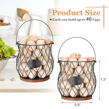 Chicken Egg Basket With Handle, Egg Baskets for Gathering Fresh Eggs, Chicken Coop Egg Holder, Round Wire Egg Basket & Kitchen Countertop Decor (Style 3) - style: Style 3