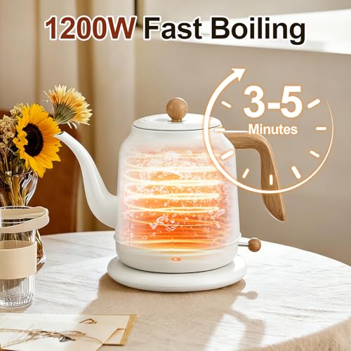 1.2L Electric Gooseneck Kettle with thermometer, Tea Kettle for Boiling Water, Gooseneck Electric Kettle for Coffee & Tea - color: 1.2L