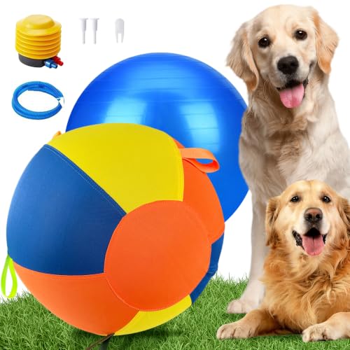 18" Herding Ball for Dogs, Dual-Layer Herding Toy with Protective Cover, Durable Giant Dog Ball for Australian Shepherd, Cattle Dog, Border Collie for Outdoor Play (Yellow) - color: Yellow