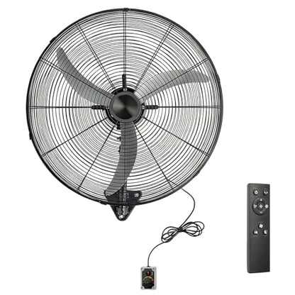 Bonnlo 20-inch Wall Mounted Fan with BLDC Motor & Remote Controller, High Velocity Outdoor Fan with Wired Remote, 4-Speed Industrial Wall Fan, Oscillating Wall-mount Fan for Garage, Gym, Patio - size: 20“