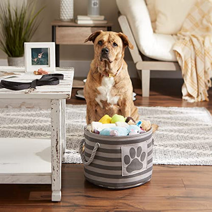Bone Dry Pet Storage Collection Striped Paw Patch Bin, Small Round, Grayz, Medium Breeds - color: Gray, size: Small Round