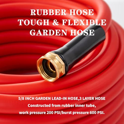Garden Hose 100 ft x 5/8” Hot/Cold Water Hose,-50°F to 190°F,Burst 600Psi Flexible & Lightweight Upgraded Rubber Hoses,3/4” Solid Fittings for All-weather Outdoor Lawn & Garden - size: 100Ft, style: 5/8"