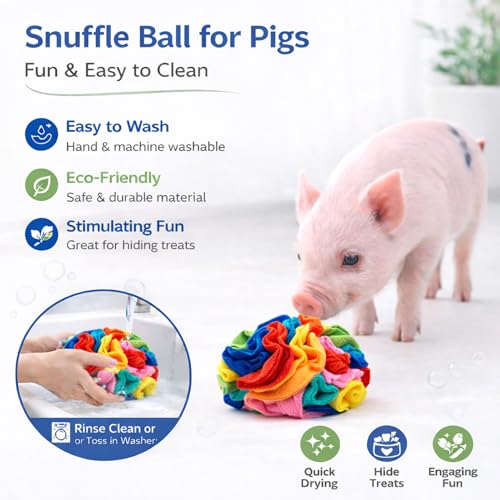 Snuffle Ball for Mini Pigs, Fun Enrichment Pig Toys (Rainbow) | for Small Animals, Soft Layers, Encourage Instincts, Slow Down Eating, Mental Stimulation - color: Rainbow