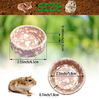 kathson 2 Pcs Hamster Food Bowl Guinea Pig Ceramic Water Bowl Small Animal Feeding Dish for Dwarf Hamster Gerbil Syrian Ferret Hedgehog Chinchilla Bunny (Pink)… - color: Pink