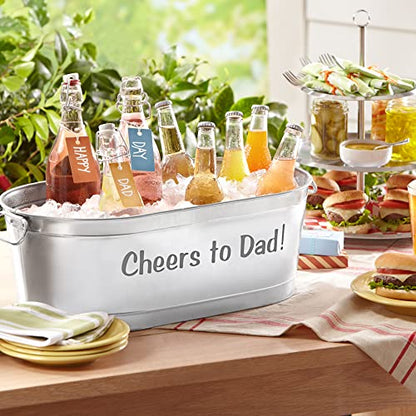 Let's Make Memories Personalized Any Message Beverage Tub w/Stand - Custom Beverage Tub - Unique Entertaining Essential - 5.5 Gallons - color: 3 Line Message, size: With Stand