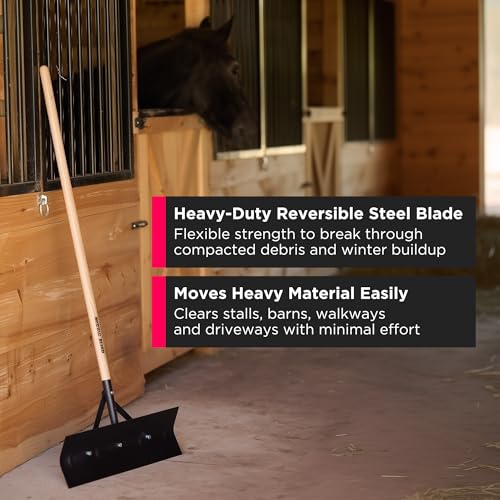SCENIC ROAD Farm & Ranch Scraper Tool – Heavy Duty Ice Scraper with 24" Reversible Blade & 58" Handle Floor Scraper – Metal Scraper for Driveway Ice, Barn, Paint or Wood – Made in USA (Model SR24) - size: 24-inch Steel