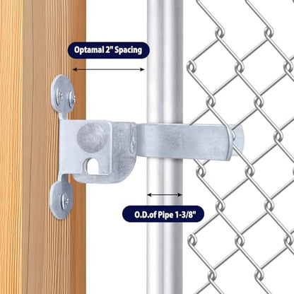 SIHAI 1 Pack Chain Link Fence Gate Latch, 1-3/8" Wall Mount (Flat Back) Metal Gate Fork Latch Hardware with Lag Bolt for Fence Gate Frames, Easily Mounts to Post or Wall