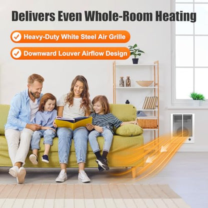 198 High Capacity Wall Heater supports recessed or surface mounting, 240 VAC, 4000W/2000W, Adjustable Front Thermostat For Living Rooms, Offices and Small Shops