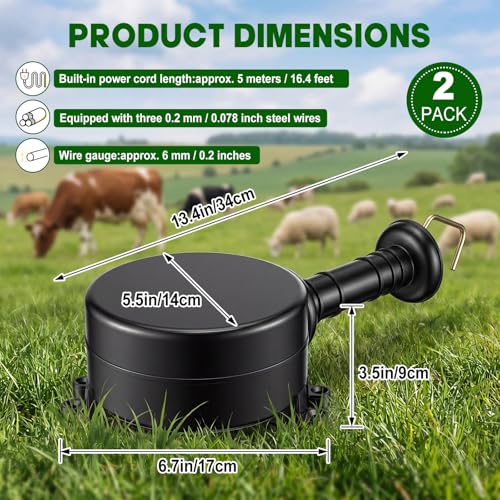 Moxweyeni 2 Set Electric Fence Gate Handle Kit, Retractable Insulated Reusable Electric Fence Handle Built in 5m Energizing Rope for Farm Ranch Livestock Electric-Fencing Gate Connector