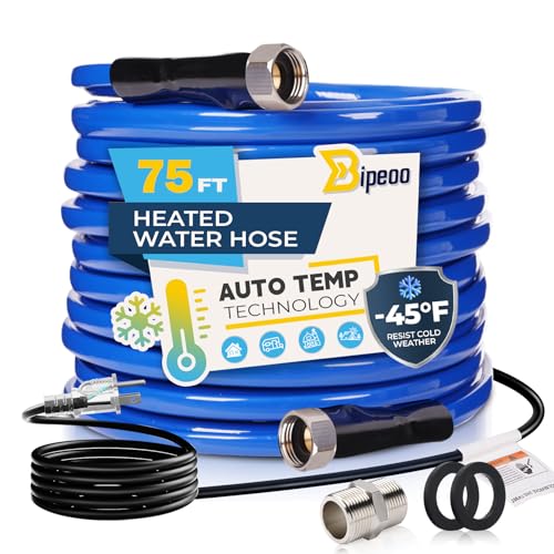 75FT Heated Water Hose for Rv,Heated Water Hose Antifreeze to -45°F,Great Rv Accessories for Campers,Livestock,Agriculture,Lead and BPA Free - size: 75FT