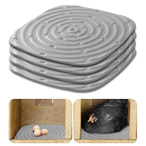 4pcs Chicken Nest Mat, Washable Poultry Nesting Box Pads PVC Water Proof Egg Collector Protector Liners for Laying Eggs Chicken Coop (Gray) - color: Gray