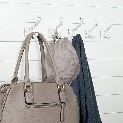 Iron Scroll Coat Hooks - Wall Mounted Rustic Farmhouse Cast Iron DIY Coat Towel Hat Scarf Bag Hook - 5 Pack (Antique White) - style: Scroll (Antique White)
