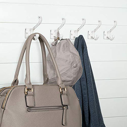 Iron Scroll Coat Hooks - Wall Mounted Rustic Farmhouse Cast Iron DIY Coat Towel Hat Scarf Bag Hook - 5 Pack (Antique White) - style: Scroll (Antique White)