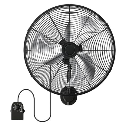 Manastin 20 Inch Industrial Wall Mount Fan, Heavy Duty Oscillating Wall Fan with 3 Speeds, 360° Adjustable Tilt Wall Mounted Fan for Garage, Workshop, Warehouse, Patio, Commercial and Home - size: 20 INCH