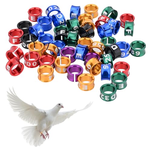 Open Bird Ring Aluminum Alloy Split Ring Bird Leg Bands Rings Birds Tags Ldentifying Pigeons Training Rings Hibiscus Birds, Parrots, Peonies, Doves, etc.Mixed Colors 50 PCS Per Pack（ID 4.7MM） - size: Open Bird Foot Ring 4.7