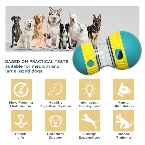BSISUERM Dog Treat Dispensing Puzzle Toy Adjustable Food Dispenser Slow Feeder Pet Interactive Chase Toy Dog Enrichment Ball for Medium Large Dogs to Keep Them Busy, Extra Large - color: Green - Single - XL