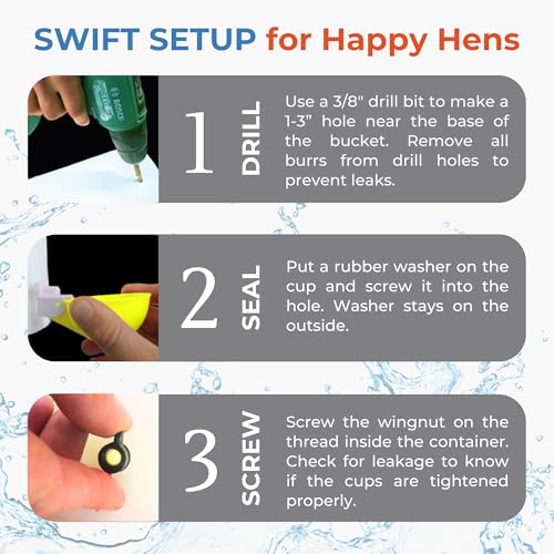 Lil'Clucker - Large Automatic Chicken Waterer Cups Suitable for Ducks, Geese, Turkeys, and Bunny Rabbit - Water Feeder Kit - Poultry Waterer (Yellow, 5 Pack) - color: Yellow, size: 5 Pack