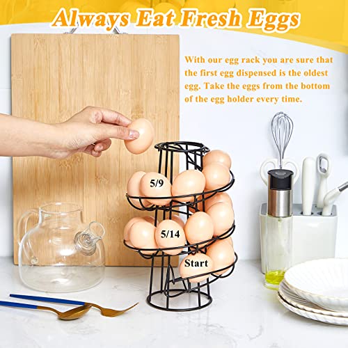 Zubebe 2 Pcs Egg Basket Storage, Spiral Fresh Egg Collecting Holder Countertop Metal Wire Rack Functional Dispenser for Kitchen Display(9.4'',handle Style) - size: 9.4'', style: Handle Style